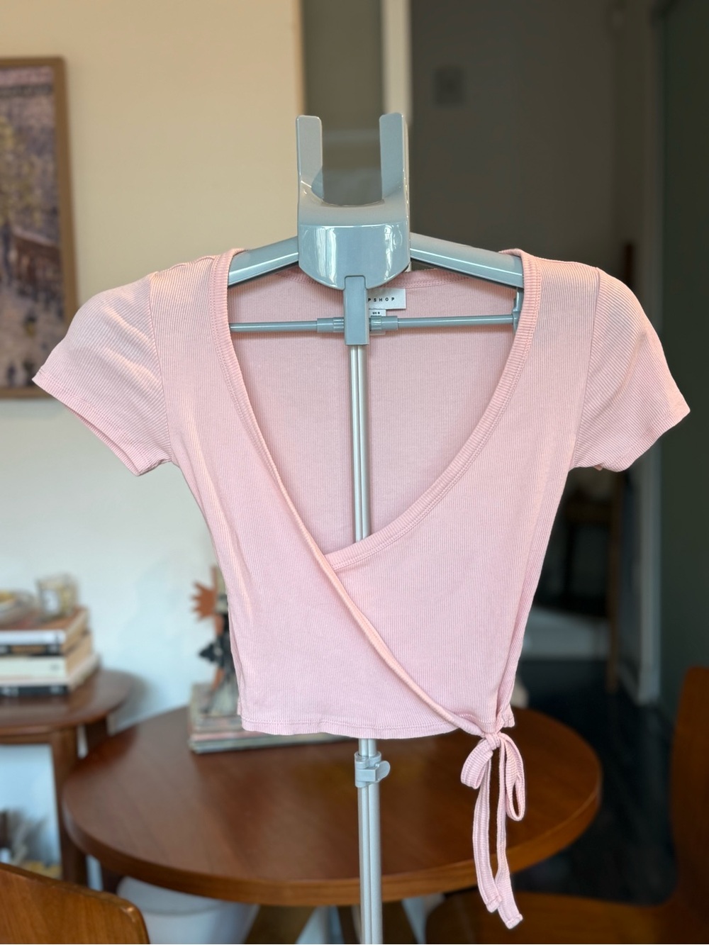 Topshop - Women's Pink Wrap Short Sleeve Top